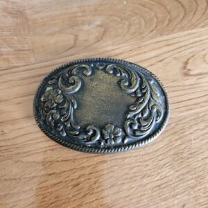 Vintage 70's USA Made Cowboy Cowgirl Metl Belt Buckle